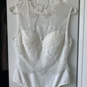 White lace body suit